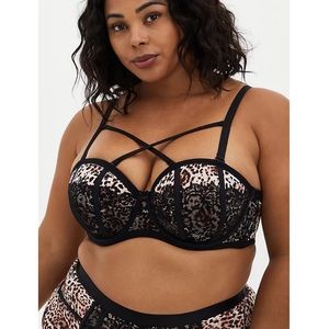 STRAPPY PUSH-UP STRAPLESS BRA - LACE LEOPARD